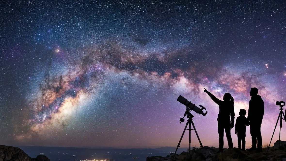 Cielo estrellado sobre las sierras de Merlo ideal para astroturismo y observación astronómica.